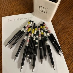 💎 3 Rhinestone Studded Clay Bead Pens 🖊️ CUSTOM made in a variety of colors